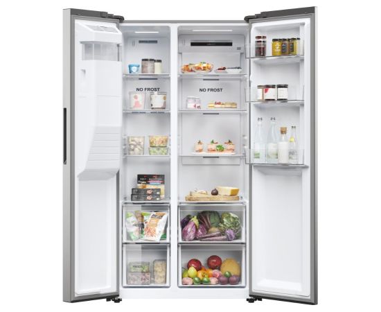 Haier SBS 90 Serie 5 HSR5918DIMP Platinum, stainless steel