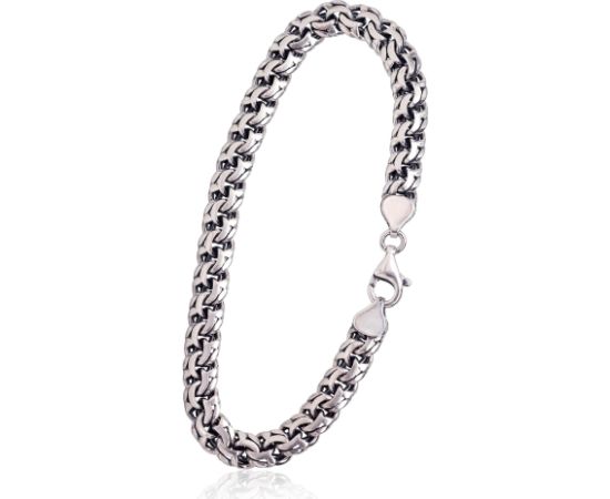 Серебряная цепочка Бисмарк 8 мм #2400004(POx-Bk)-bracelet, Серебро 925°, оксид (покрытие), длина: 22 см, 23 гр.