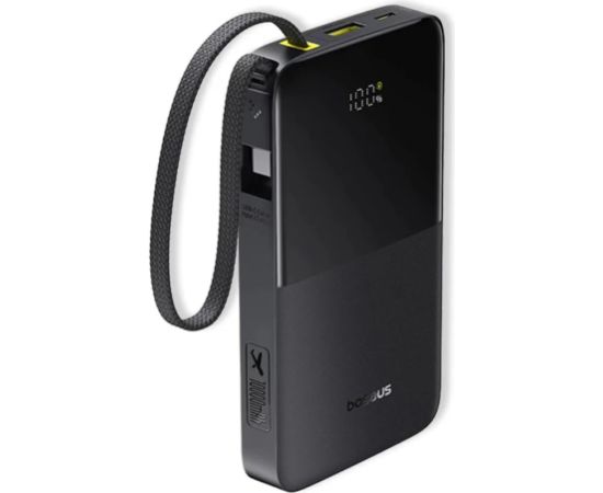 LiPo Powerbank 10000mAh 22.5W USB + USB-C ar integrētu USB-C kabeli EnerFill Bipow2 melns BASEUS