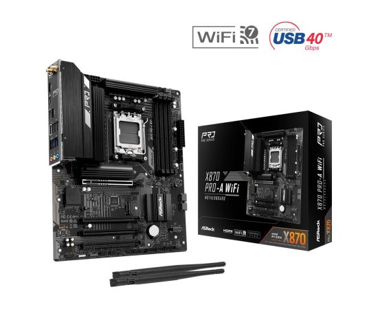 Mainboard ASROCK AMD X870 SAM5 ATX Memory DDR5 Memory slots 4 X870PRO-AWIFI