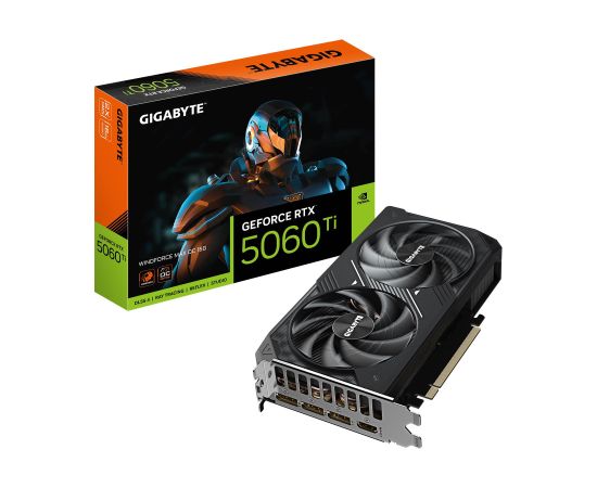 Graphics Card GIGABYTE NVIDIA GeForce RTX 5060 Ti 16 GB GDDR7 PCIE 5.0 16x GPU 2587 MHz Dual Slot Fansink N506TWF2MAXOC-16GD