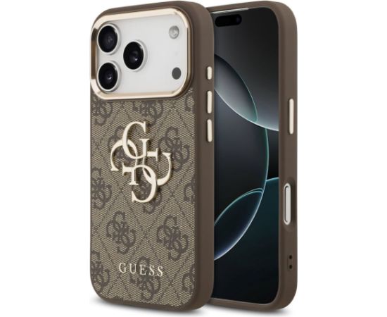 Guess Apple  iPhone 17 Pro Max PU Leather 4G Metal Logo Gold Frame MagSafe Case Brown