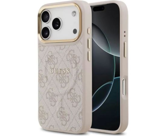 Guess Apple  iPhone 17 Pro PU Leather 4G Gold Frame MagSafe Case Pink