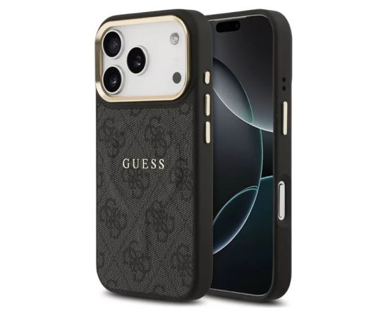 Guess Apple  iPhone 17 Pro PU Leather 4G Gold Frame MagSafe Case Black