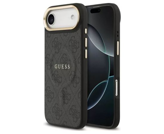 Guess Apple  iPhone 17 Air PU Leather 4G Gold Frame MagSafe Case Black