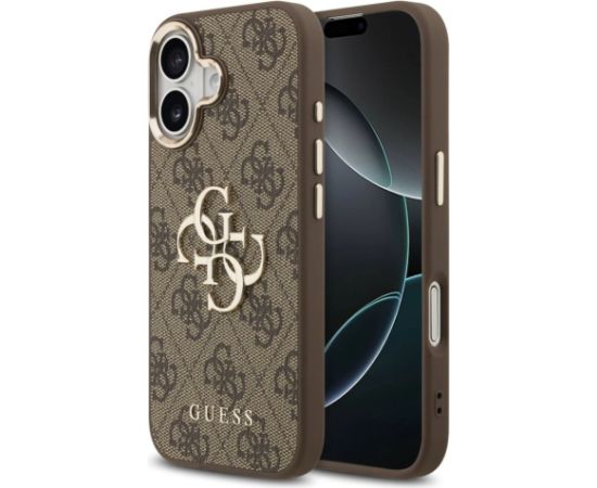 Guess Apple  iPhone 17 PU Leather 4G Metal Logo Gold Frame MagSafe Case Brown