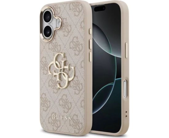 Guess Apple  iPhone 17 PU Leather 4G Metal Logo Gold Frame MagSafe Case Pink
