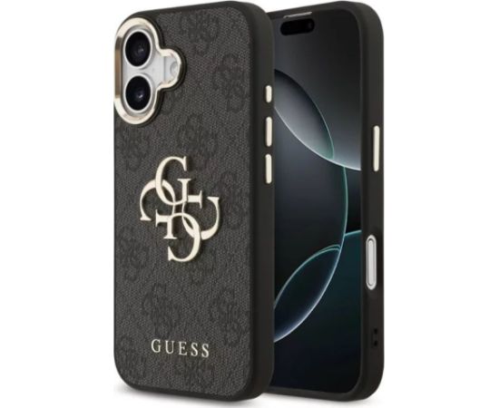 Guess Apple  iPhone 17 PU Leather 4G Metal Logo Gold Frame MagSafe Case Black