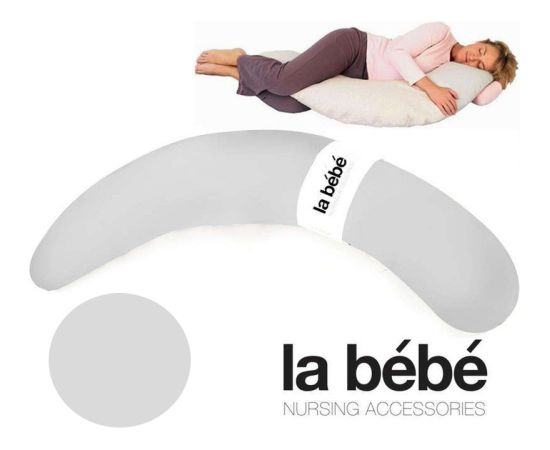 La Bebe™ Nursing La Bebe™ Moon Maternity Pillow Art.7772 Satin Grey Spilvens-pakavs grūtniecēm ar polistirola pildījumu [2 pārvalki] 195 cm