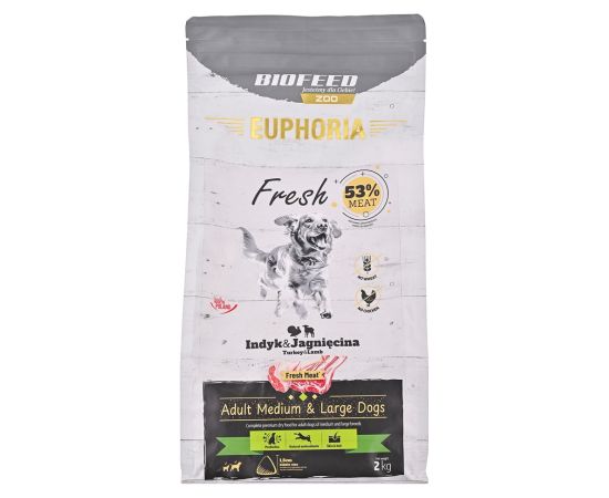 BIOFEED Euphoria Fresh Meat Indyk/Jagnię M/L 2kg