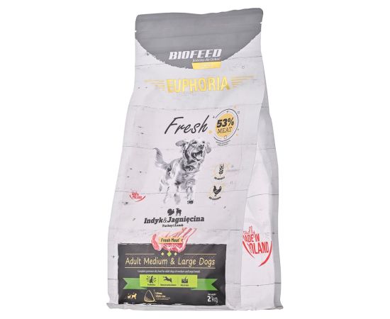 BIOFEED Euphoria Fresh Meat Indyk/Jagnię M/L 2kg