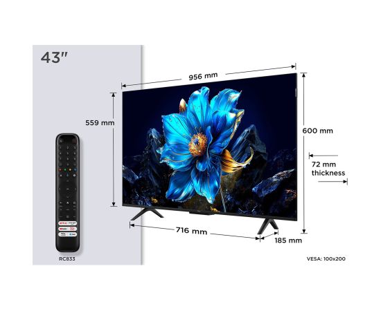 TCL P79K 43P79K TV 109.2 cm (43") 4K Ultra HD Smart TV Wi-Fi Metallic 350 cd/m²
