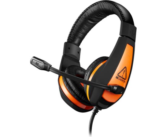 CANYON Star Raider GH-1A, Gaming headset 3.5mm jack with adjustable microphone and volume control, with 2in1 3.5mm adapter, cable 2M, Black, 0.23kg