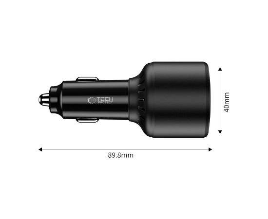 Tech-protect CC04 3-port PD130W car charger - black