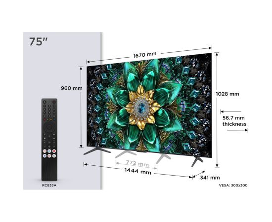 TCL Q6C 75Q6C TV 190.5 cm (75") 4K Ultra HD Smart TV Wi-Fi Metallic