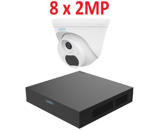 Uniarch 2MP комплект IP видеонаблюдения с PoE (NVR + 8 купольных камер)