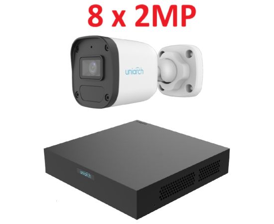 Uniarch 2MP комплект IP видеонаблюдения с PoE (NVR + 8 bullet камер)