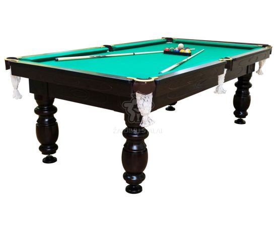 Biljarda galds Elegant 8 pēdu (245×145 cm), zaļš audums, ar komplektāciju, akmens plātne