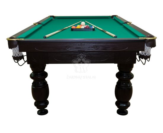 Biljarda galds Elegant 8 pēdu (245×145 cm), zaļš audums, ar komplektāciju, akmens plātne