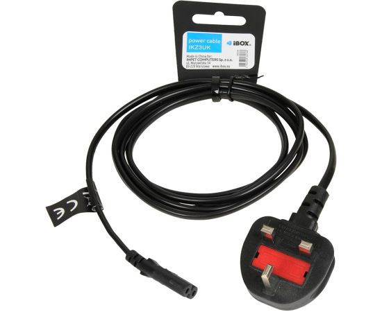 iBOX Euro 2-PIN Power Cable Audio-RTV VDE 1.8m UK Plug
