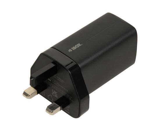 iBOX C-65 Black, GaN 65W universal charger UK plug