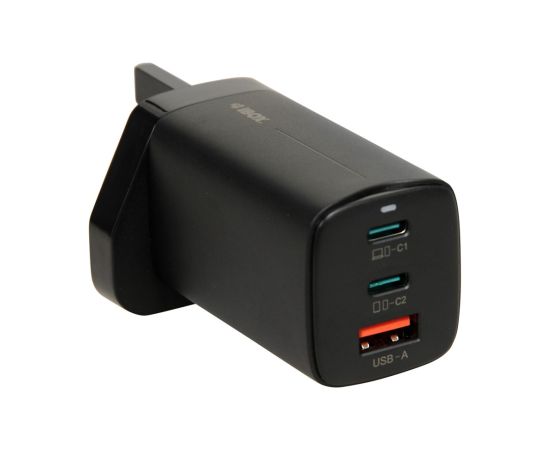 iBOX C-65 Black, GaN 65W universal charger UK plug