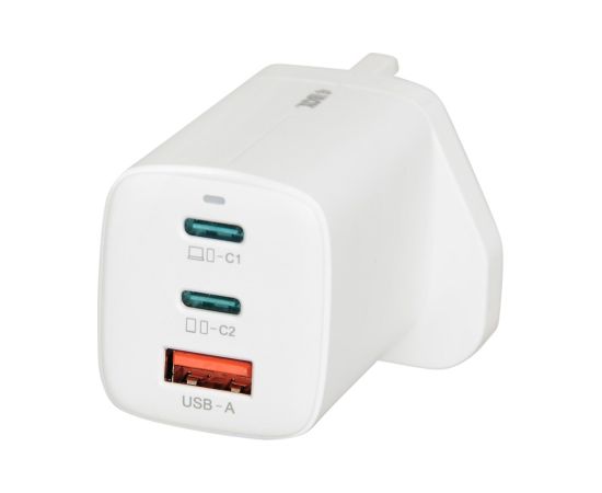 iBOX C-65 White, GaN 65W universal charger UK plug