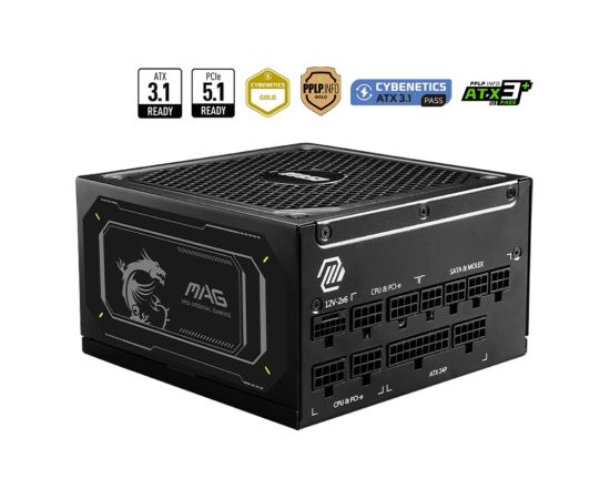 Power Supply MSI MAG A1000GL PCIE5 II ATX 3.1 1000 Watts Efficiency 80 PLUS GOLD PFC Active MAGA1000GLPCIE5II