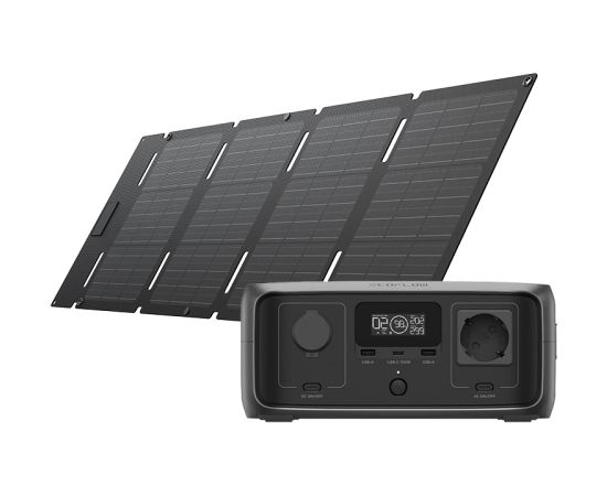 Bundle: Power Station EcoFlow RIVER 3 UPS + Solar Panel 45W USB-C