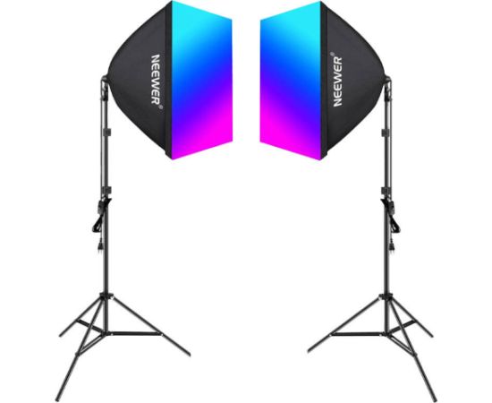 Kit Neewer NK800 two softboxes + bulbs RGB 24W 2700-6500K + tripods + barndoors
