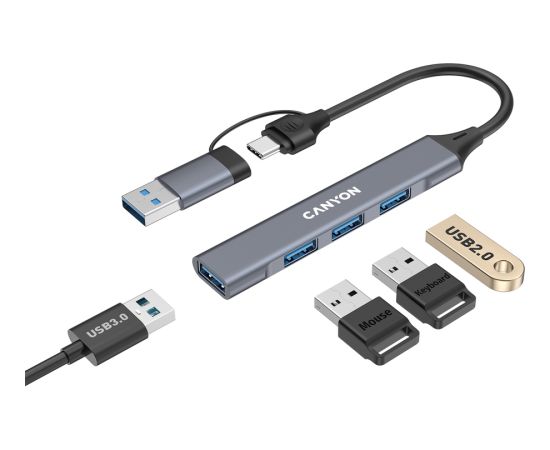 CANYON hub DS-02 4in1 USB-A/C Grey