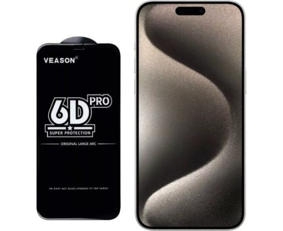 iLike -  iPhone 15 Pro Max 6D Full face Glue 9H Tempered glass with Black frame