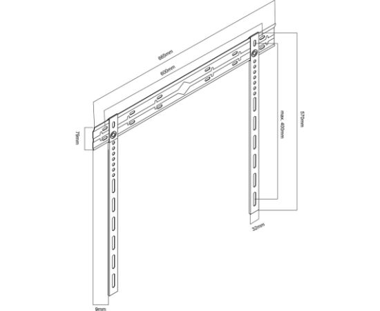 Maclean ultra flat wall mount for TV, 40-85", max VESA 600x400, load up to 80kg, MC-123