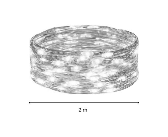 Ziemassvētku lampiņas Springos CL4100, 20 LED, stieples mikro lampas, auksti balta, bateriju barošana