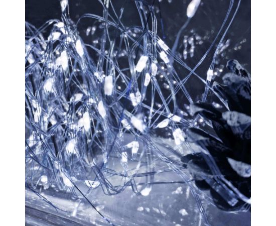 Ziemassvētku lampiņas Springos CL4100, 20 LED, stieples mikro lampas, auksti balta, bateriju barošana