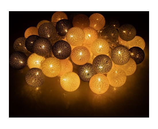Cotton balls Springos CL0155, 50 LED, dekoratīvais gaismas virtenis, tīkla barošana, grafīta un baltā krāsa