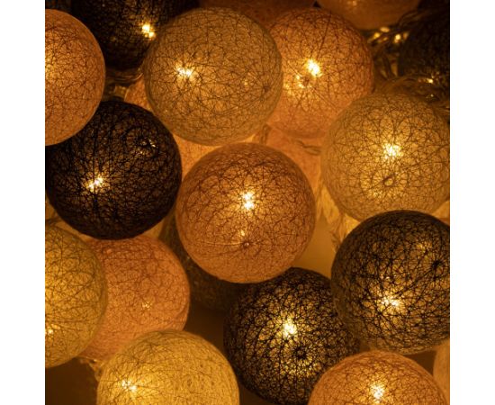 Cotton balls Springos CL0155, 50 LED, dekoratīvais gaismas virtenis, tīkla barošana, grafīta un baltā krāsa