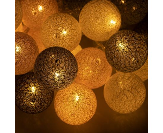 Cotton balls Springos CL0155, 50 LED, dekoratīvais gaismas virtenis, tīkla barošana, grafīta un baltā krāsa