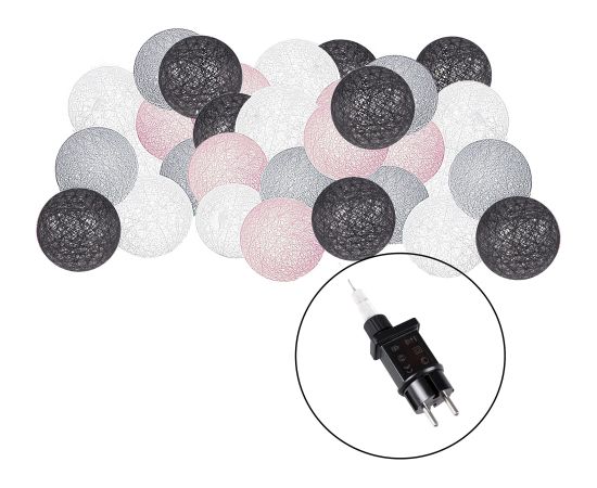 Cotton balls Springos CL0155, 50 LED, dekoratīvais gaismas virtenis, tīkla barošana, grafīta un baltā krāsa