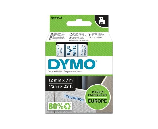Dymo 45014 (S0720540) Label Tape 12mm x 7m, Blue on White