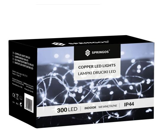 Новогодняя гирлянда с USB-программатором Springos CL4023 300 светодиодов холодный белый 3x3 м