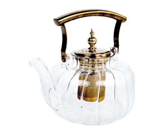 Teapot MANON 1.2L with a sieve, golden