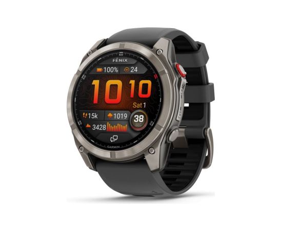 Garmin   GARMIN fenix 8 Pro – 51 mm, AMOLED, Sapphire, Titanium with Graphite/black silicone band sporta pulkstenis