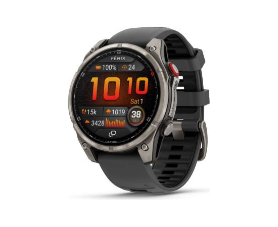 Garmin   GARMIN fenix 8 Pro – 47 mm, AMOLED, Sapphire, Titanium with Graphite/black silicone band sporta pulkstenis