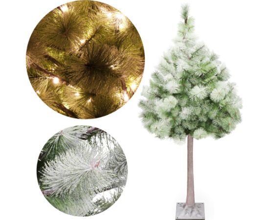 Mākslīgā eglīte uz stumbra ar apgaismojumu Springos CL0860, 128 LED, Ziemassvētku koks 150 cm, ar sniega efektu  Priekšrocības: