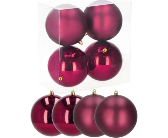 Ziemassvētku bumbiņas Springos CA1185 4 gab svētku rotājumi piekariņi 12 cm bordo