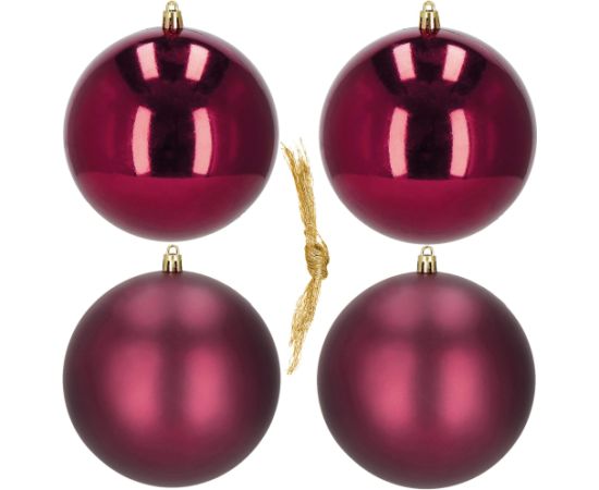 Ziemassvētku bumbiņas Springos CA1185 4 gab svētku rotājumi piekariņi 12 cm bordo