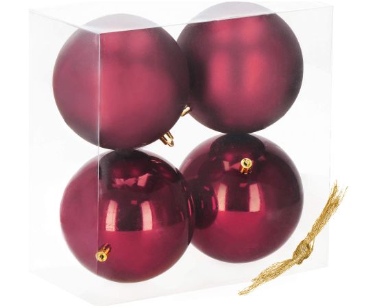 Ziemassvētku bumbiņas Springos CA1185 4 gab svētku rotājumi piekariņi 12 cm bordo