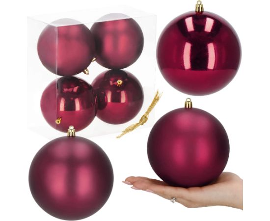 Ziemassvētku bumbiņas Springos CA1185 4 gab svētku rotājumi piekariņi 12 cm bordo