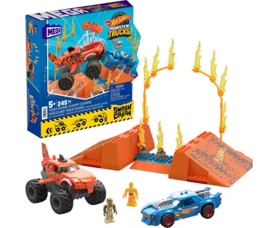 Mattel Mega Hot Wheels Monster Trucks Tiger Shark Kaskaderski skok HKF88